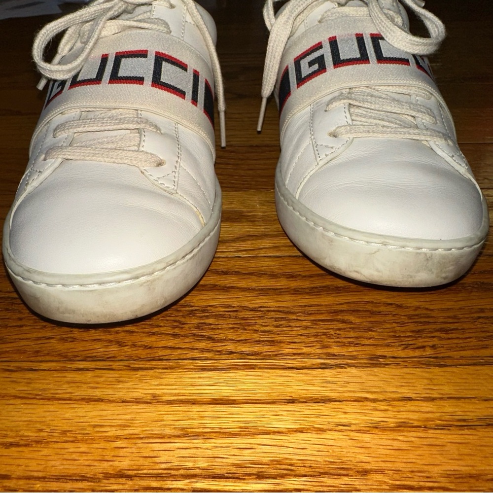 GUCCI Ace Stripe Ivory Sneakers White Red Black Leather Women’s size EU 37 - Picture 6 of 13
